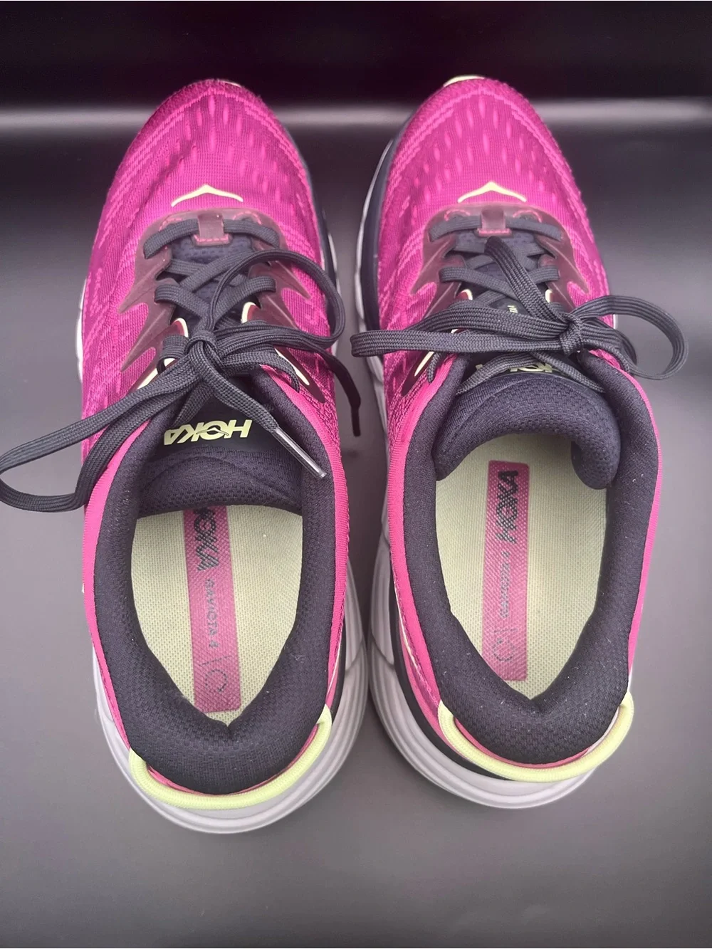Hoka Women's Magenta Running Shoe with Black Accents